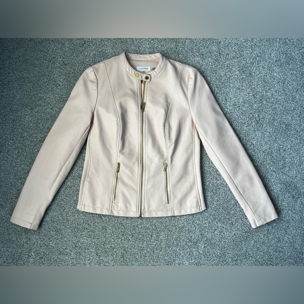 Calvin Klein leather effect jacket. Brand new. Never worn. Size Small.